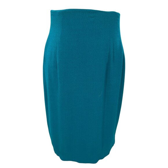 Sarah Alexander Teal Skirt Suit Set Size 4 6 Vintage Career Mod Retro Minimalist - Picture 11 of 12